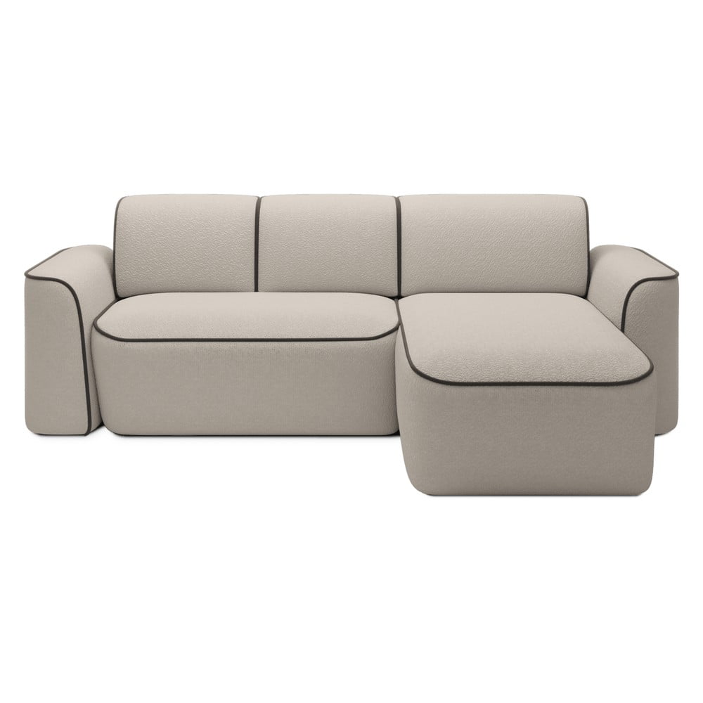 Béžová rohová pohovka z textílie buklé (pravý roh/s leňoškou) Ume – ELTAP