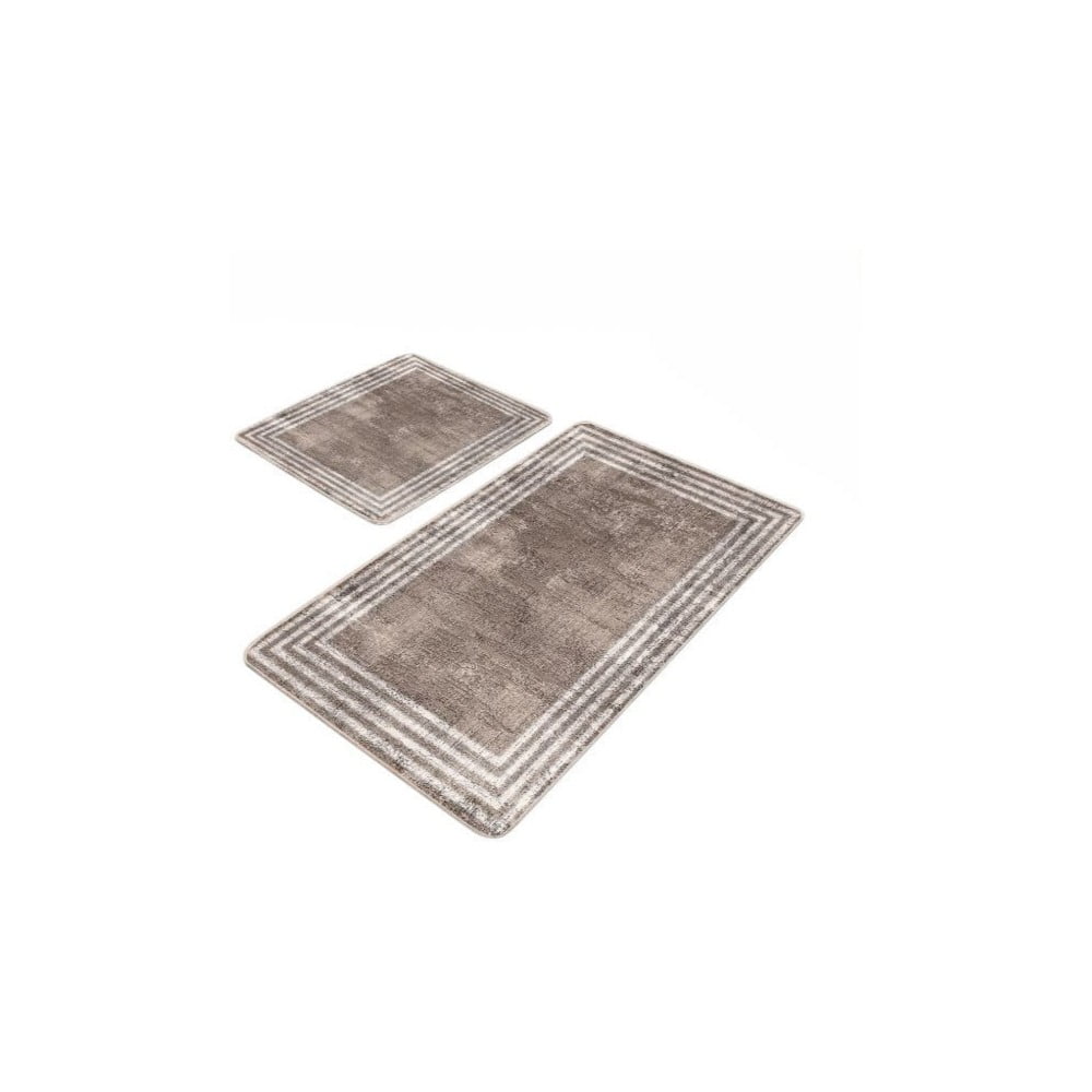 Hnedé zamatové kúpeľňové predložky v súprave 2 ks 60x100 cm – Mila Home