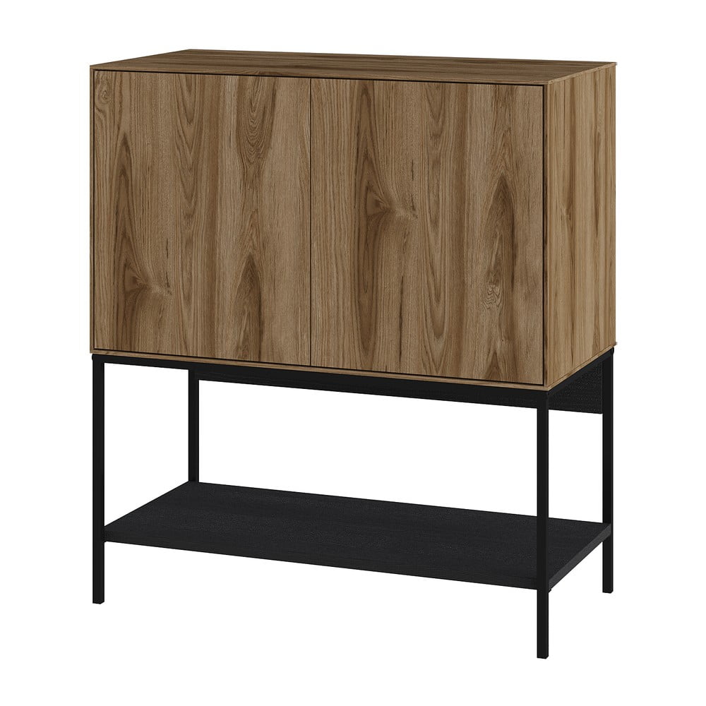 Skrinka v dekore duba v čierno-prírodnej farbe 80x90x40 cm Amira – Marckeric