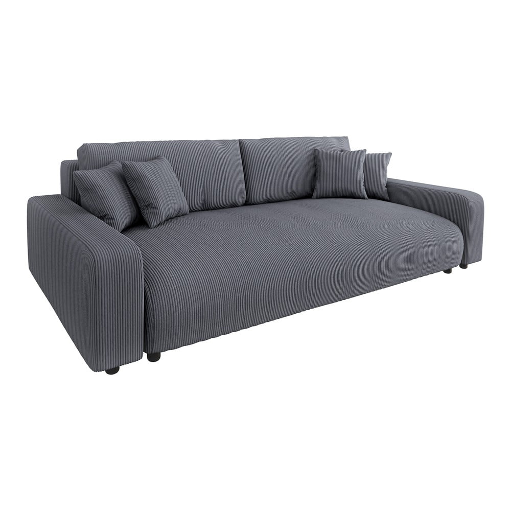 Tmavosivá menčestrová rozkladacia/s úložným priestorom pohovka 234 cm Sara – Ropez