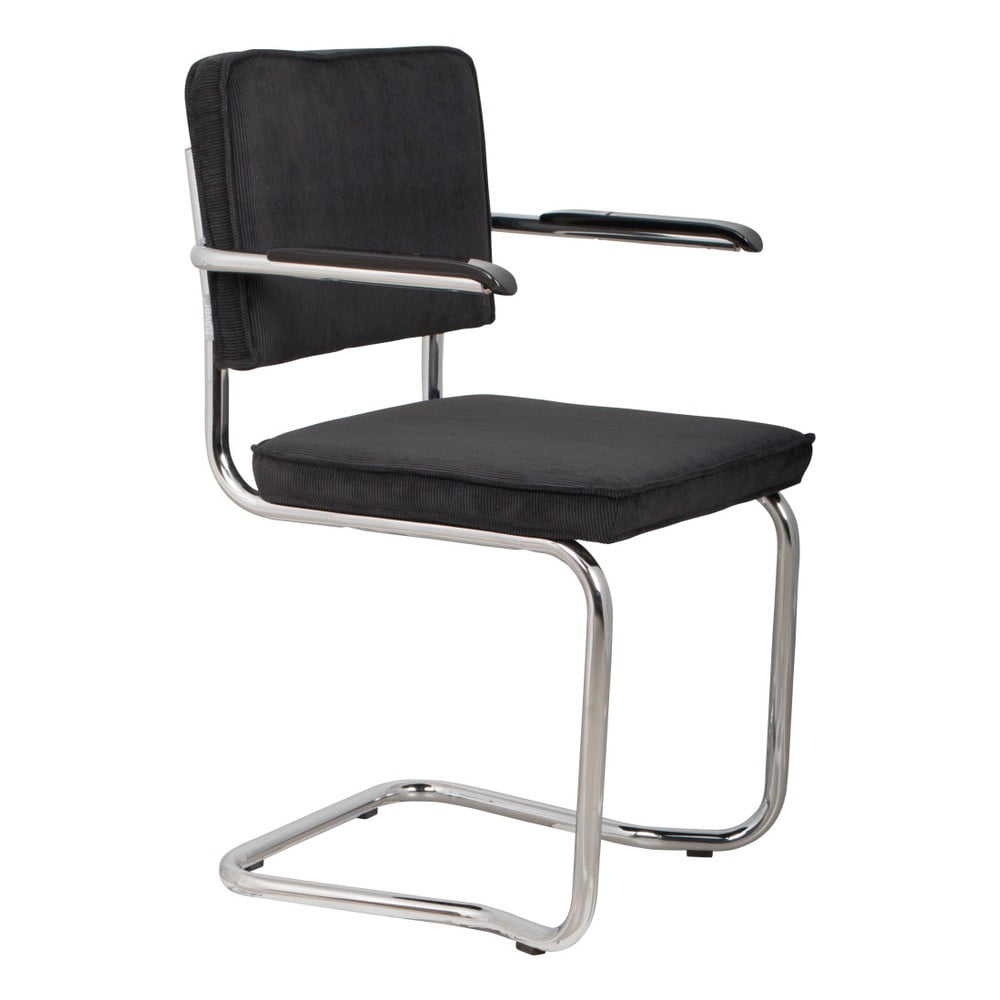 Čierne čalúnené jedálenské stoličky v súprave 2 ks s lakťovými opierkami/hojdacia – Zuiver