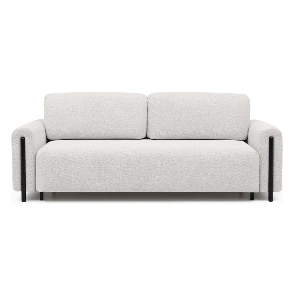 Krémovobiela rozkladacia/s úložným priestorom pohovka z textílie buklé 244 cm Arcadova – ELTAP