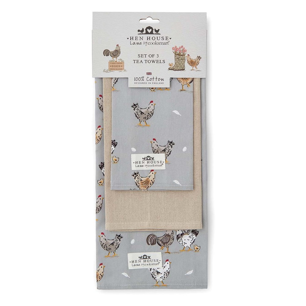 Bavlnené utierky v súprave 3 ks 45x65 cm Hen House – Cooksmart ®