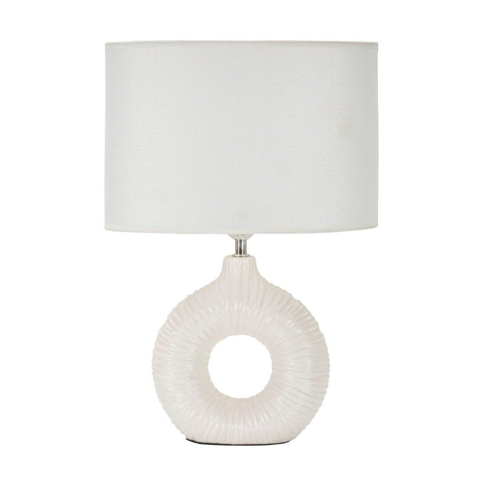 Biela keramická stolová lampa s textilným tienidlom (výška  43 cm) Seta – Mauro Ferretti