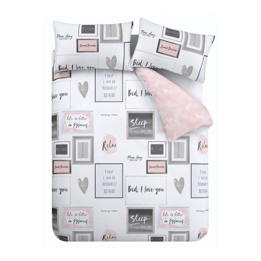 Biele/ružové obliečky na dvojlôžko/predĺžené 230x220 cm Sleep Dreams – Catherine Lansfield