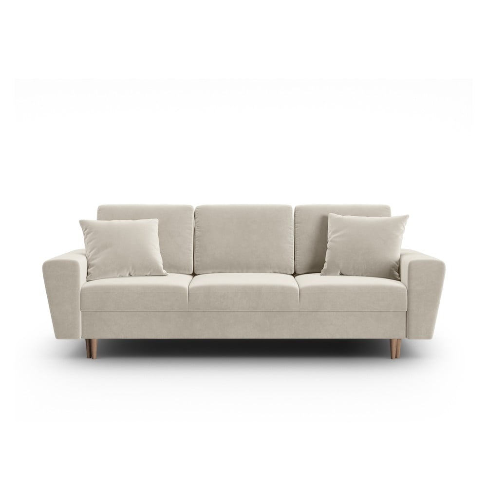 Béžová zamatová rozkladacia/s úložným priestorom pohovka 235 cm Kyoto – Cosmopolitan Design