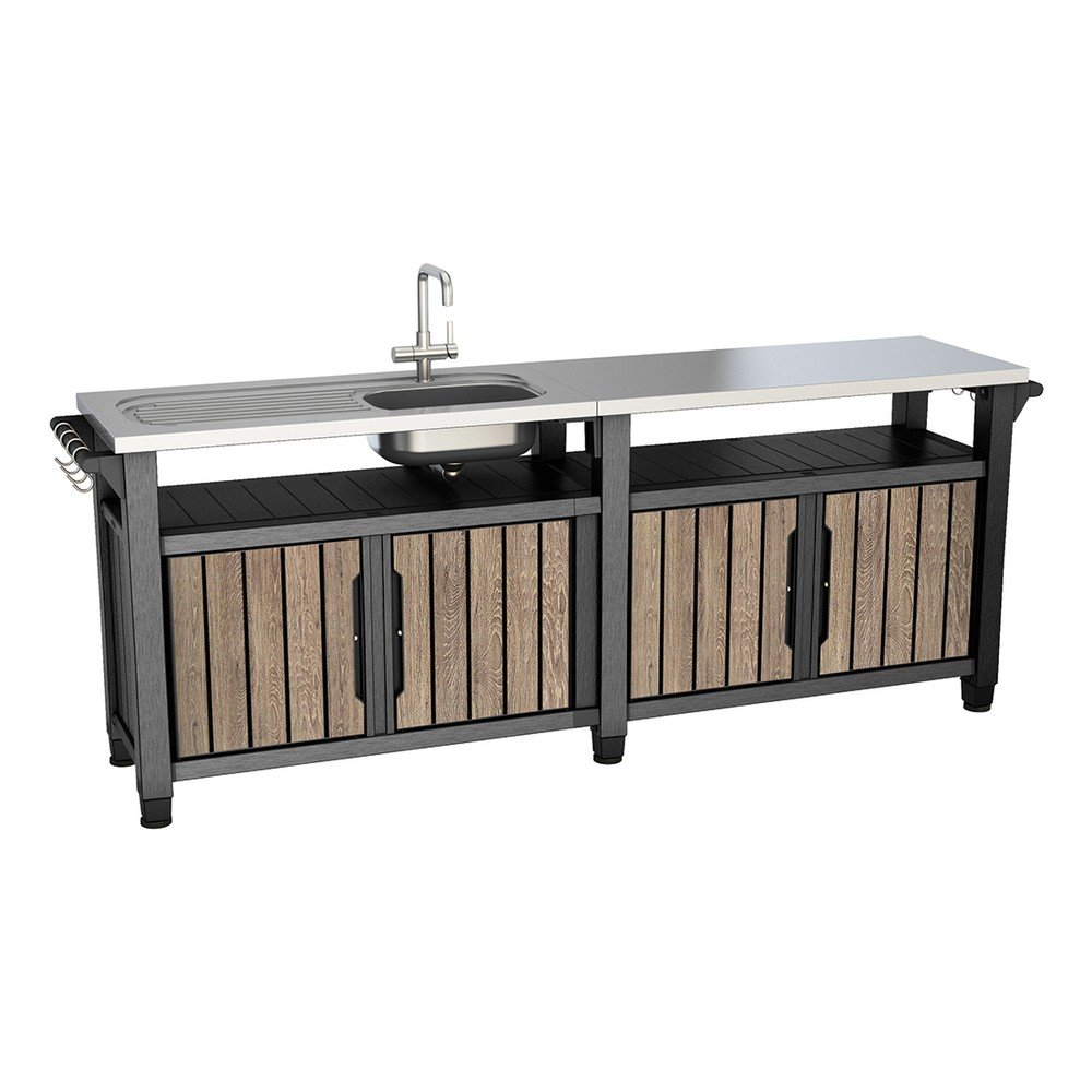 Záhradná kuchyňa v dekore jaseňa 237x52 cm Unity Chef – Keter