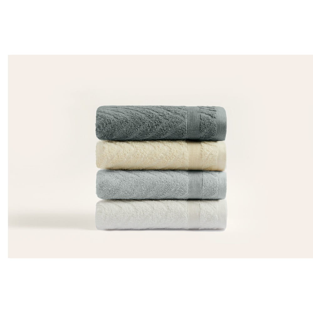 Žlto-sivé froté bavlnené uteráky v súprave 4 ks 50x90 cm – Foutastic