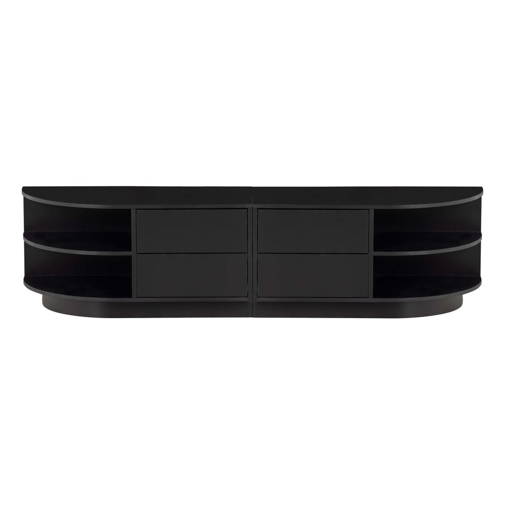 Čierny modulárny TV stolík z borovicového dreva 156x40 cm Finca – WOOOD