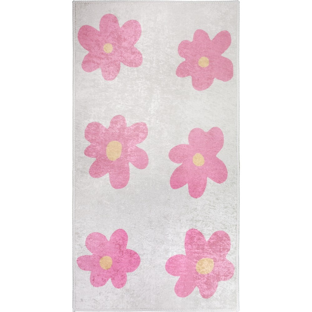 Ružový/slonovinový prateľný detský koberec 160x230 cm Cute Flowers Pink – Vitaus