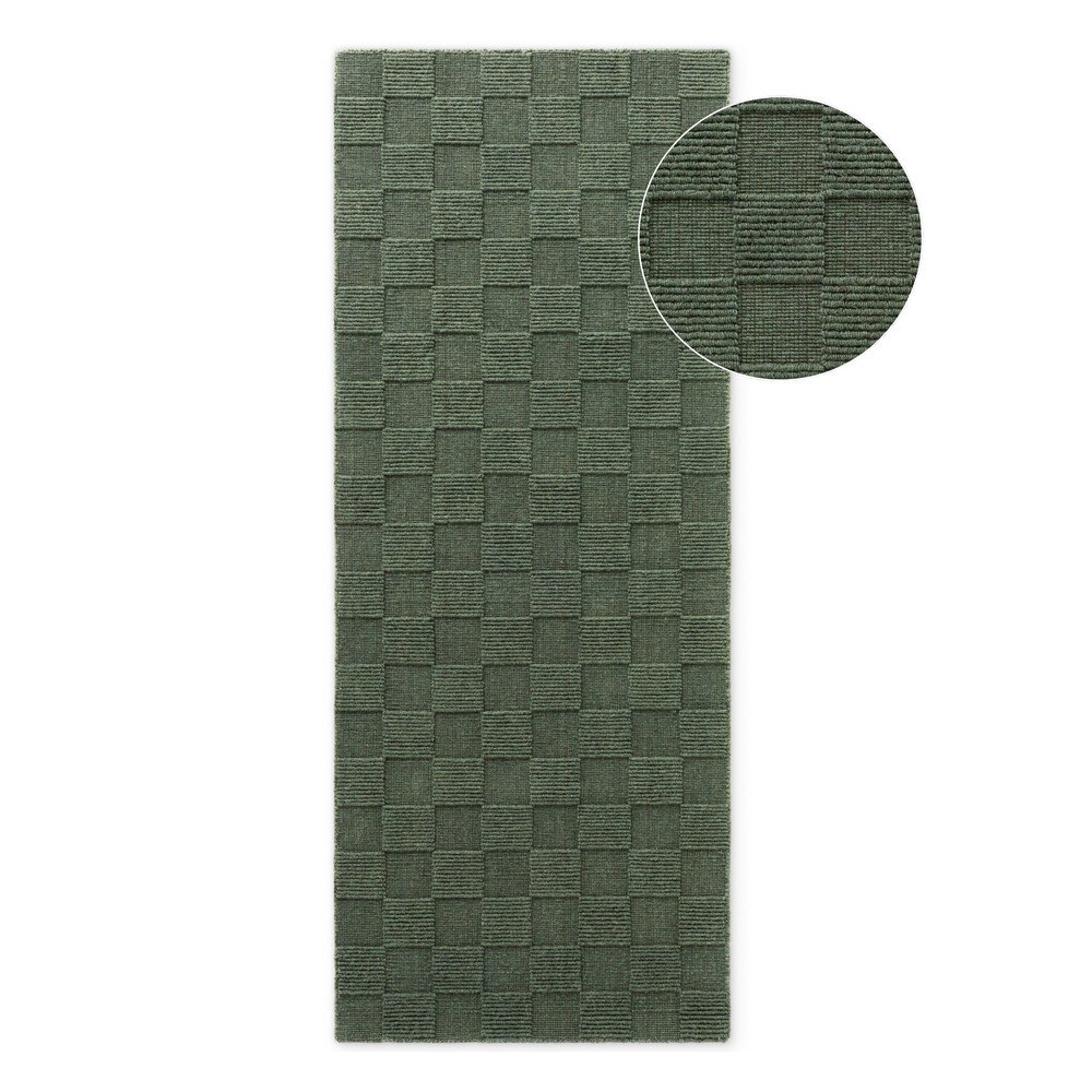 Tmavozelený ručne tkaný vlnený behúň 80x200 cm Scala – Villeroy&Boch