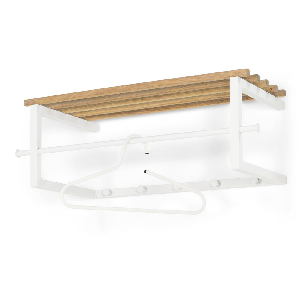Biely/v prírodnej farbe kovový nástenný vešiak s poličkou 76 cm Marco – Spinder Design