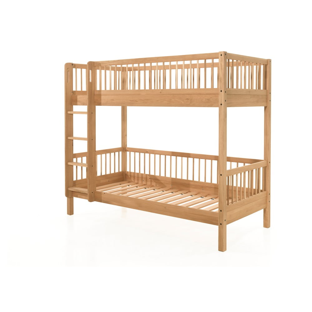 Poschodová detská posteľ z dubového dreva v prírodnej farbe 90x200 cm Forrest – Vipack