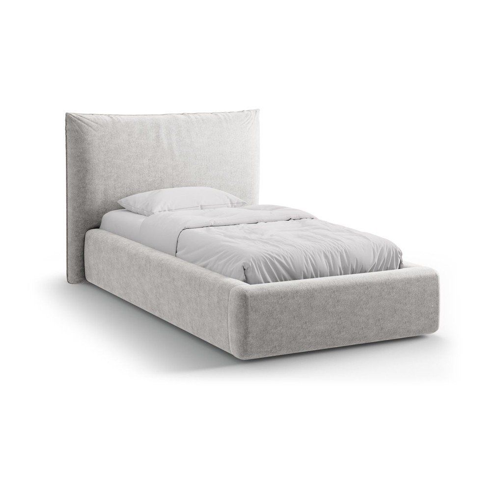Svetlosivá čalúnená jednolôžková posteľ s úložným priestorom s roštom 90x200 cm Kaelle – Micadoni