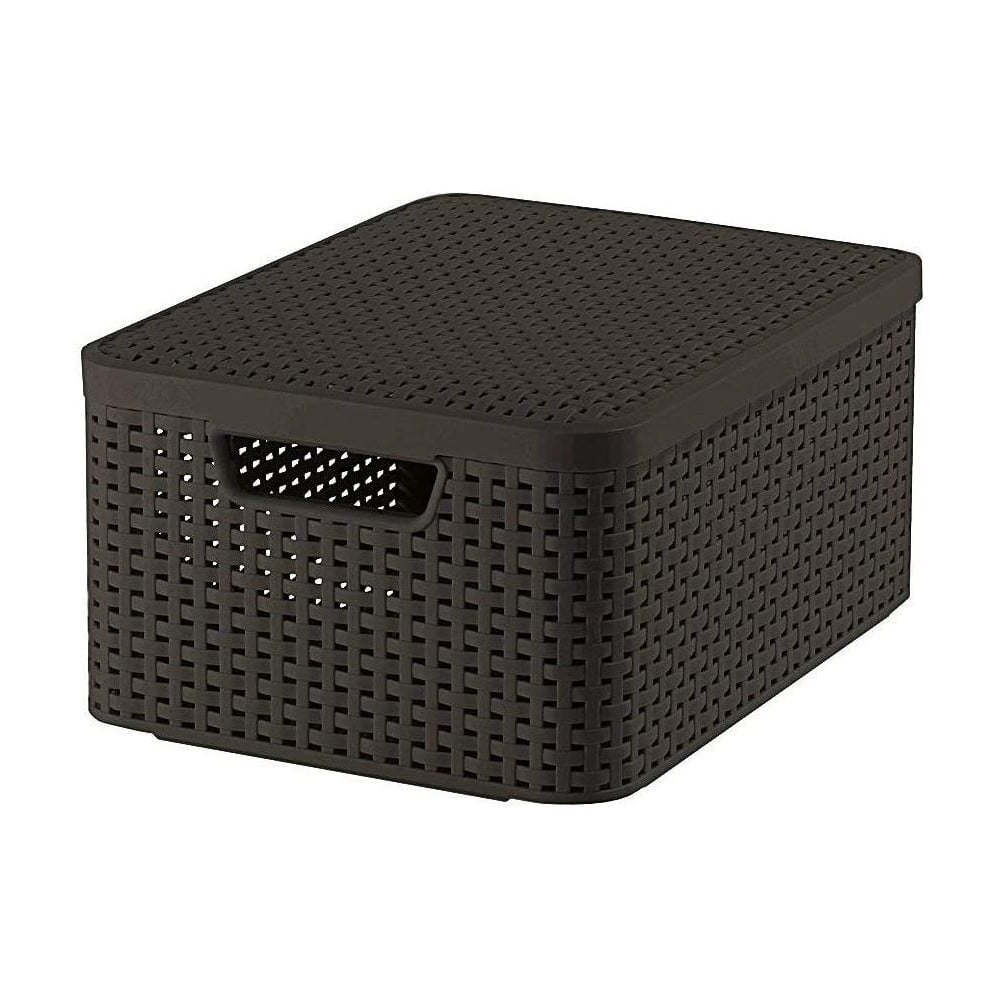 Tmavohnedý plastový úložný box s vekom 29x39x19 cm Style – Curver