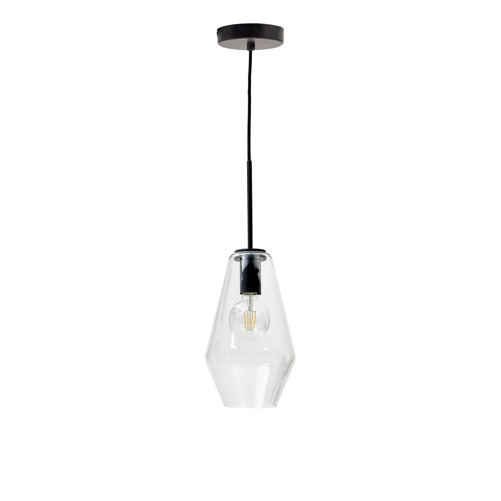Čierne závesné svietidlo so skleneným tienidlom ø 17 cm Mao – Kave Home