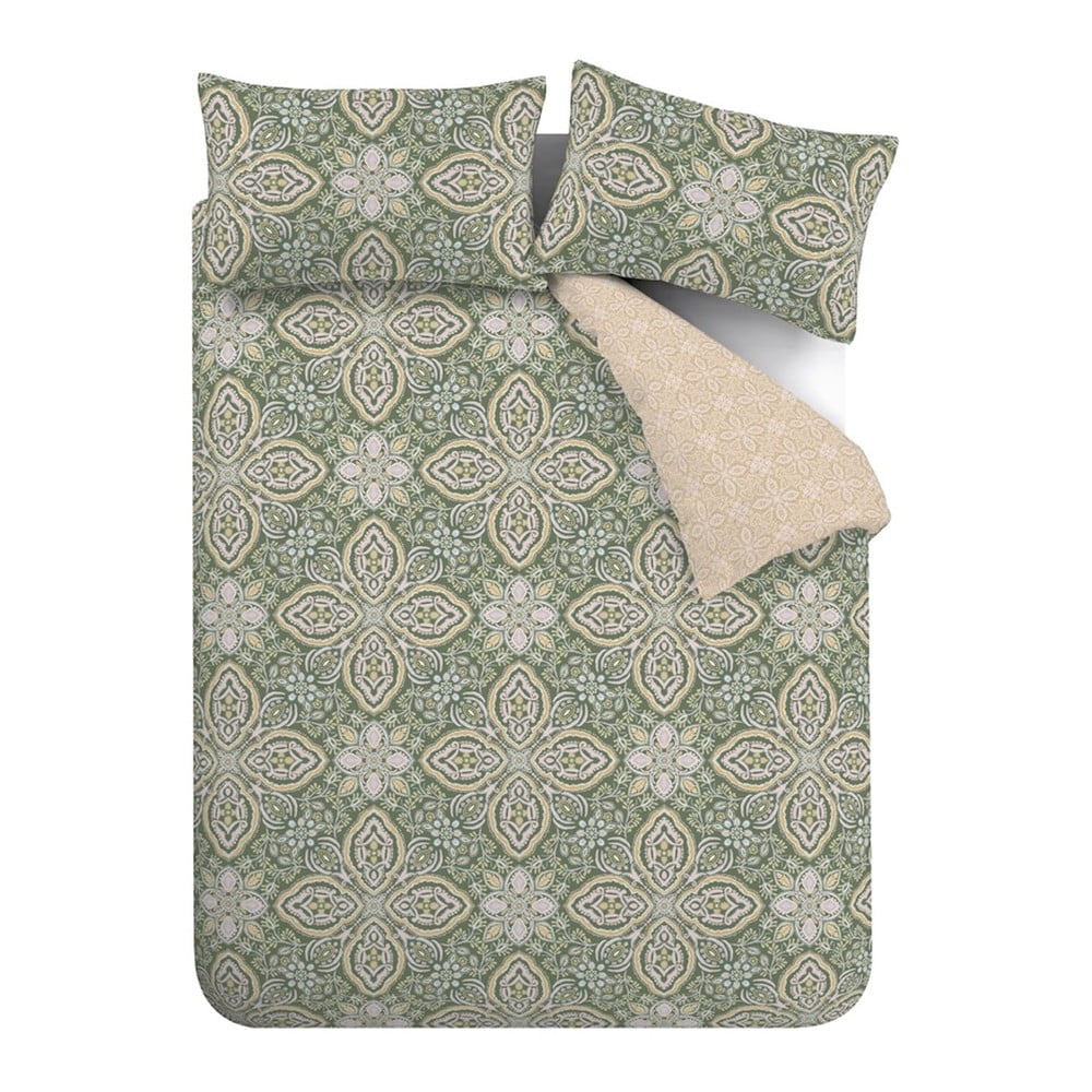 Zeleno-béžové obliečky na jednolôžko 135x200 cm Albumy Geo – Pineapple Elephant