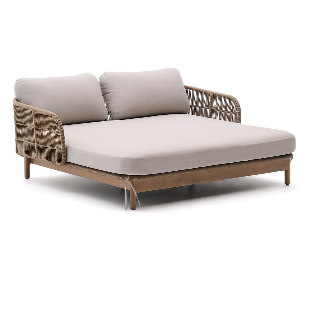 Krémovobiele/v prírodnej farbe dvojmiestne drevené záhradné ležadlo Catalina – Kave Home