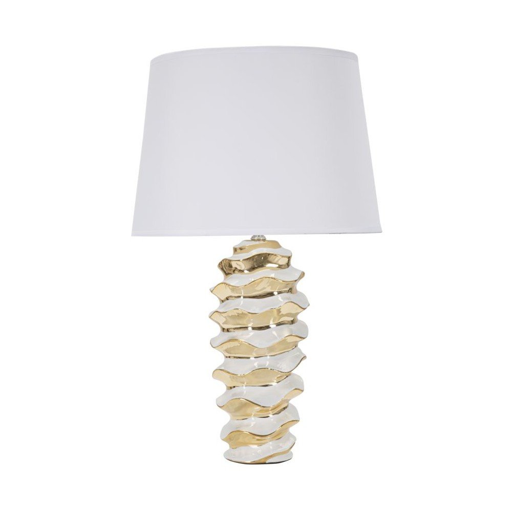 Biela/v zlatej farbe keramická stolová lampa s textilným tienidlom (výška  53 cm) Glam Space – Mauro Ferretti