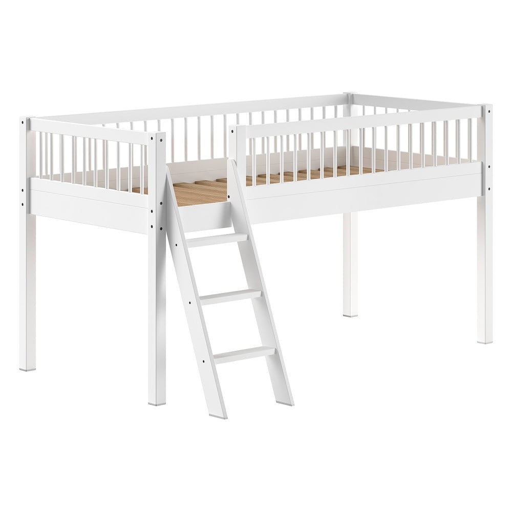 Biela vyvýšená detská posteľ z bukového dreva 90x200 cm Forrest – Vipack