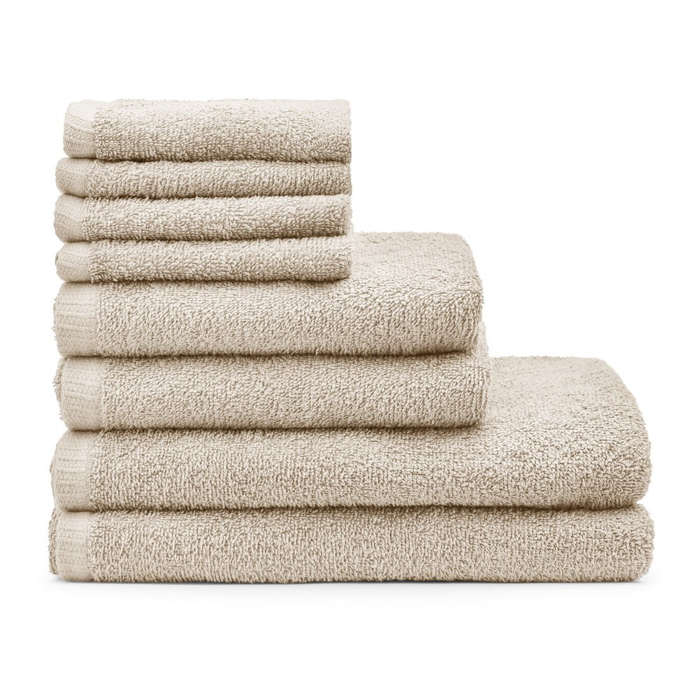 Béžové rýchloschnúce bavlnené uteráky a osušky v súprave 8 ks Quick Dry – Catherine Lansfield