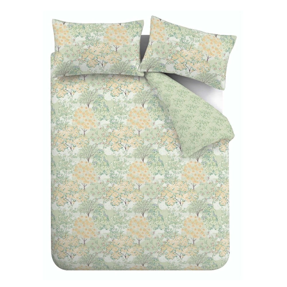 Zelené obliečky na dvojlôžko 200x200 cm Forest Blossom – Catherine Lansfield