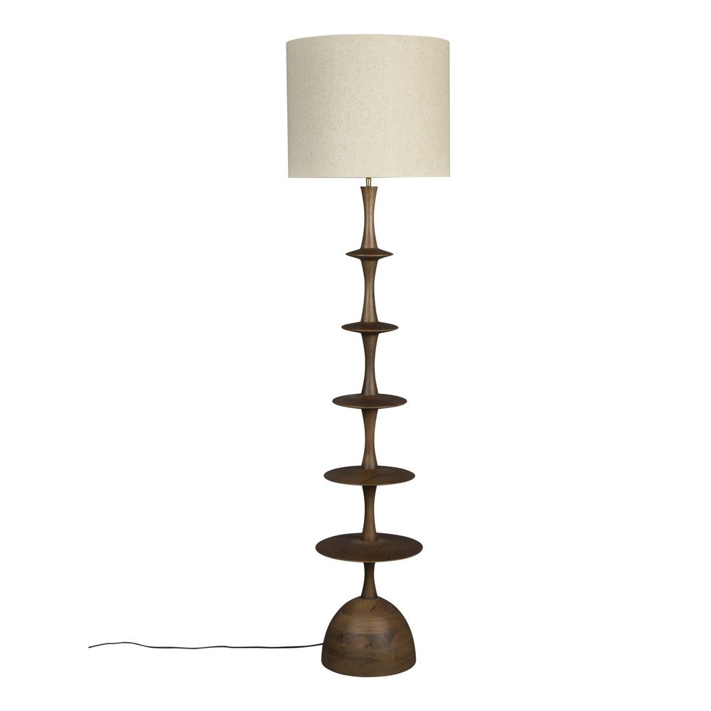 Krémová/v tmavoprírodnej farbe stojacia lampa s textilným tienidlom (výška 179 cm) Cath – Dutchbone
