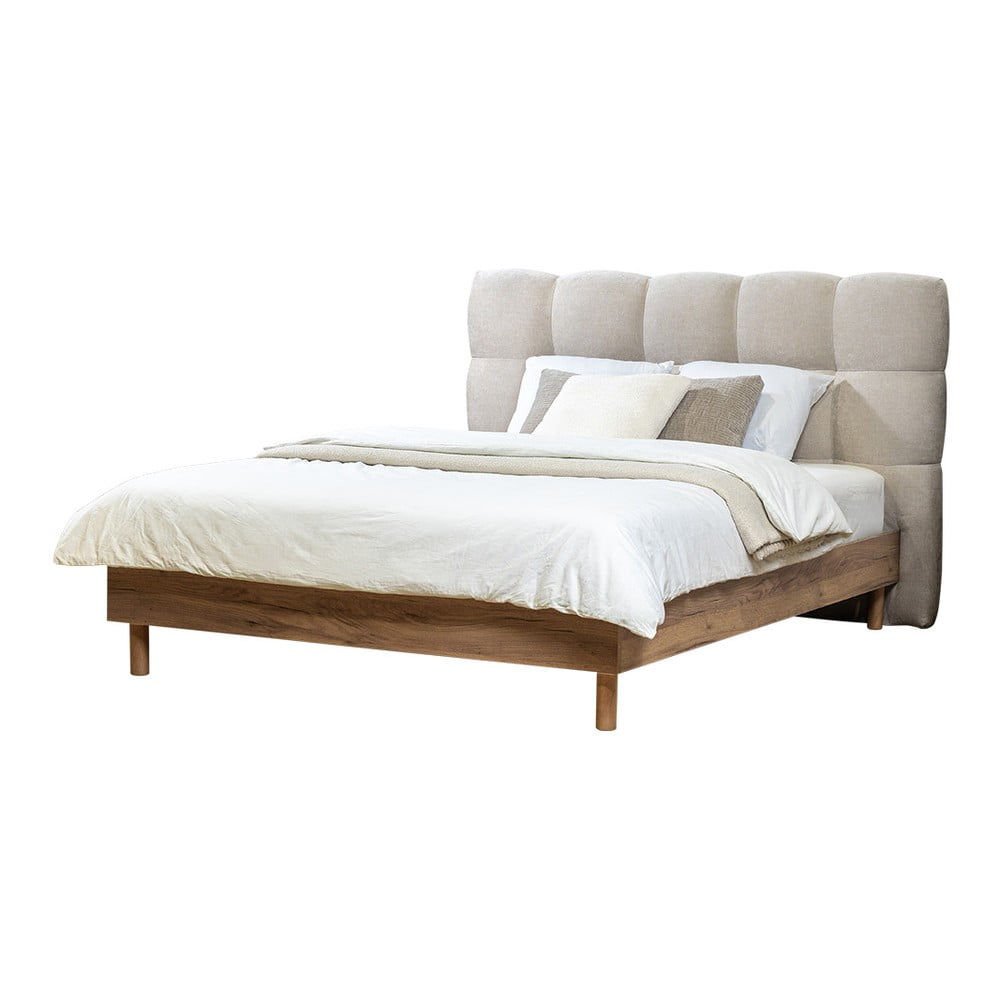 Svetlosivá čalúnená dvojlôžková posteľ s roštom 180x200 cm Kumo – Bobochic Paris