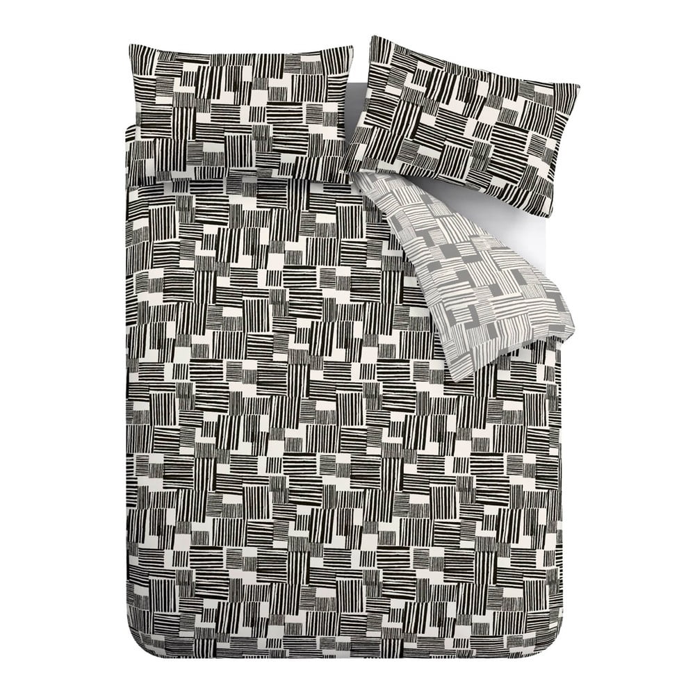 Čierne/sivé obliečky na jednolôžko 135x200 cm Blocks – Catherine Lansfield