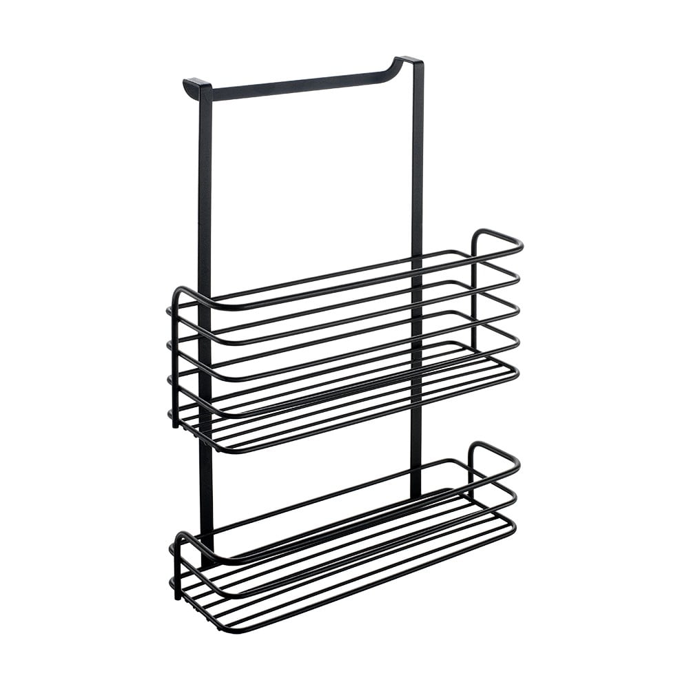 Čierna kovová závesná kuchynská polica Metaltex Galileo Lava Double