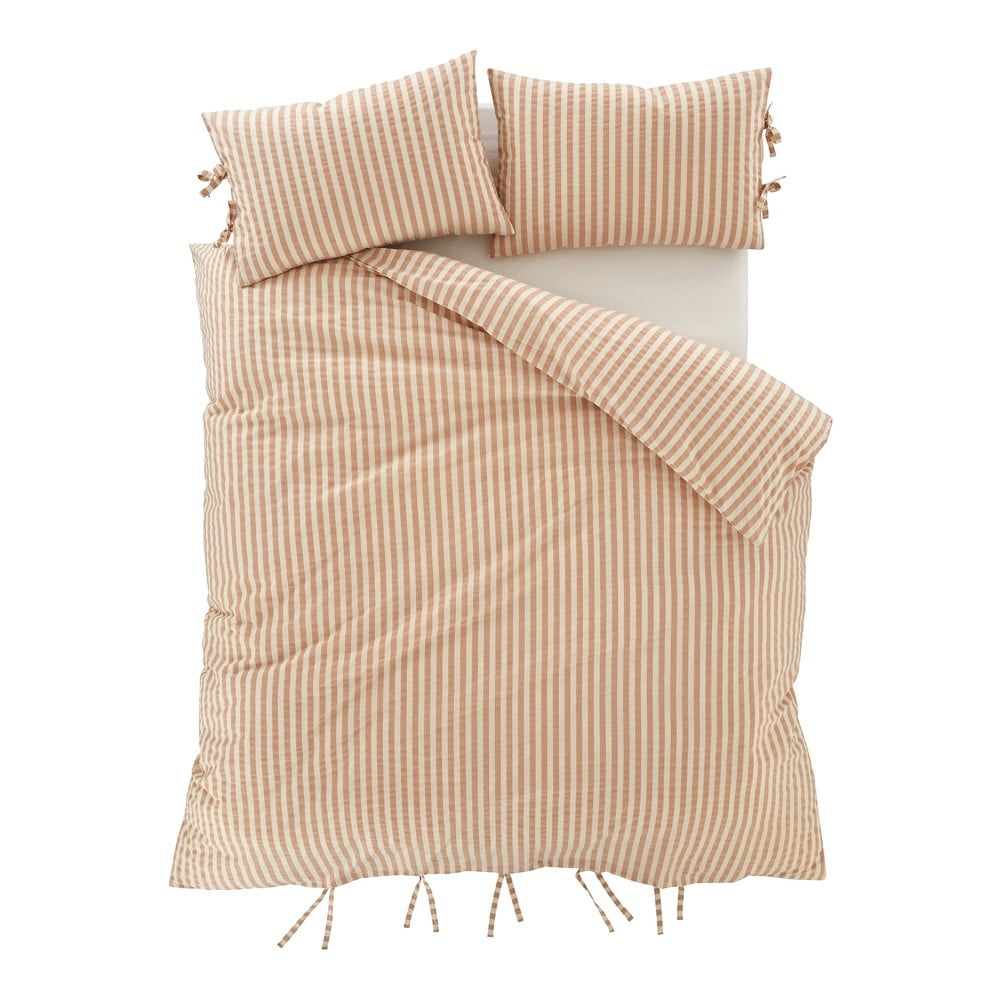 Obliečky v terakotovej farbe na dvojlôžko 200x200 cm Zanzibar Stripe – Pineapple Elephant