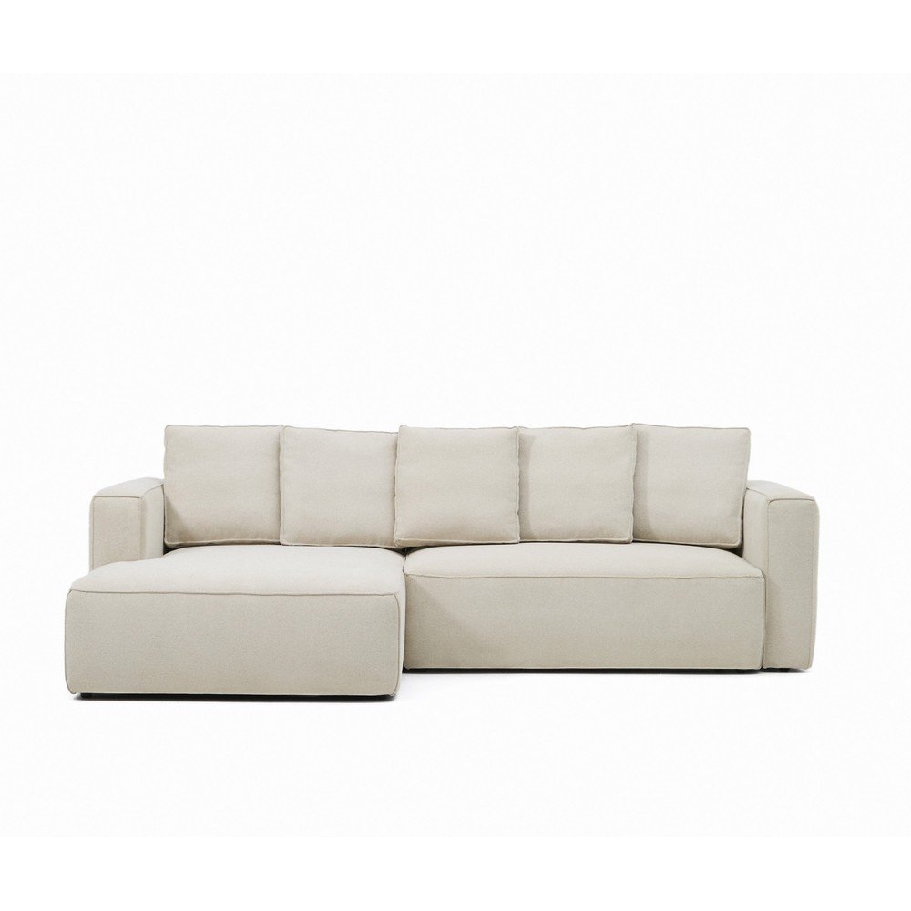 Béžová ženilková rozkladacia rohová pohovka (ľavý roh/s leňoškou) Marela – Kave Home