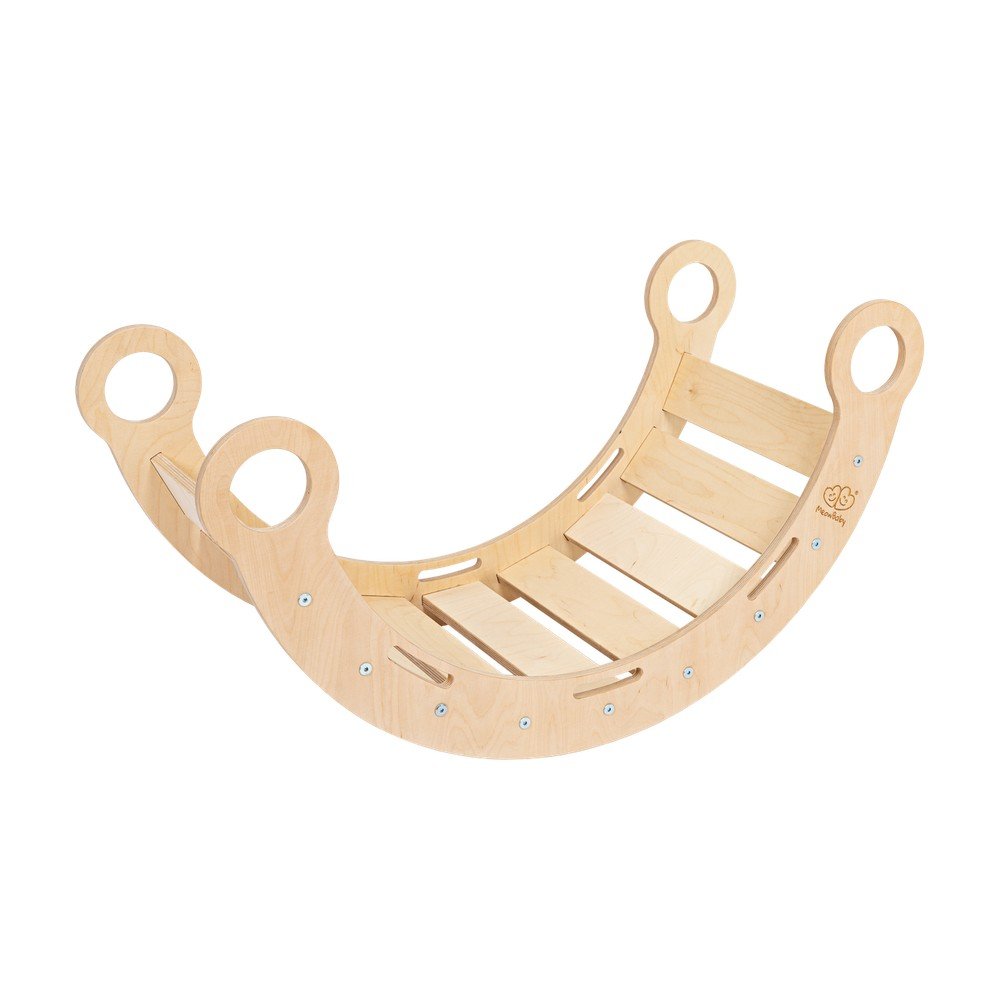 Hojdačka z borovicového dreva v prírodnej farbe 39x75x38 cm Montessori – Meowbaby