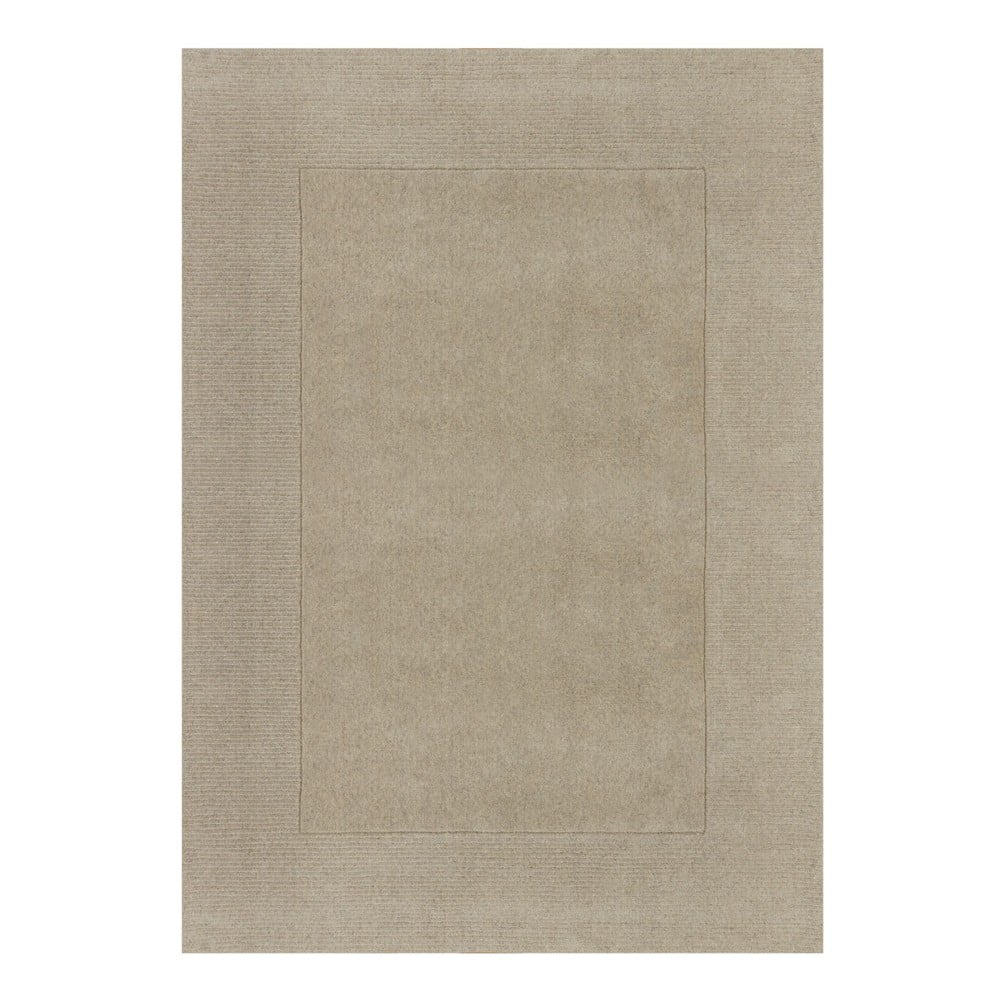 Béžový ručne tkaný vlnený koberec 300x400 cm Textured Wool Border – Flair Rugs