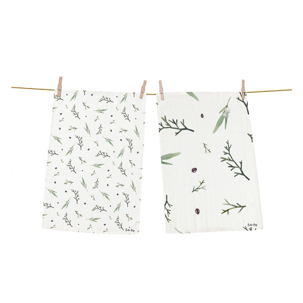 Vianočné bavlnené utierky v súprave 2 ks 50x70 cm Delicate Green – Butter Kings