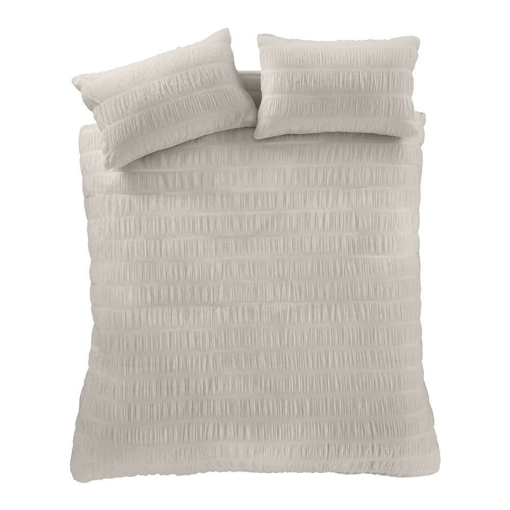 Béžové obliečky na dvojlôžko 200x200 cm Seersucker - Catherine Lansfield