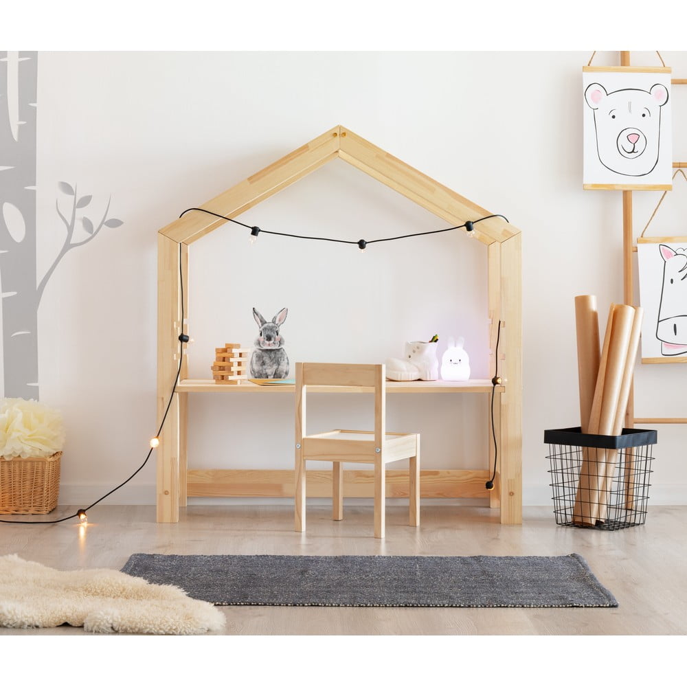 Domčekový detský pracovný stôl z borovicového dreva Adeko Bran