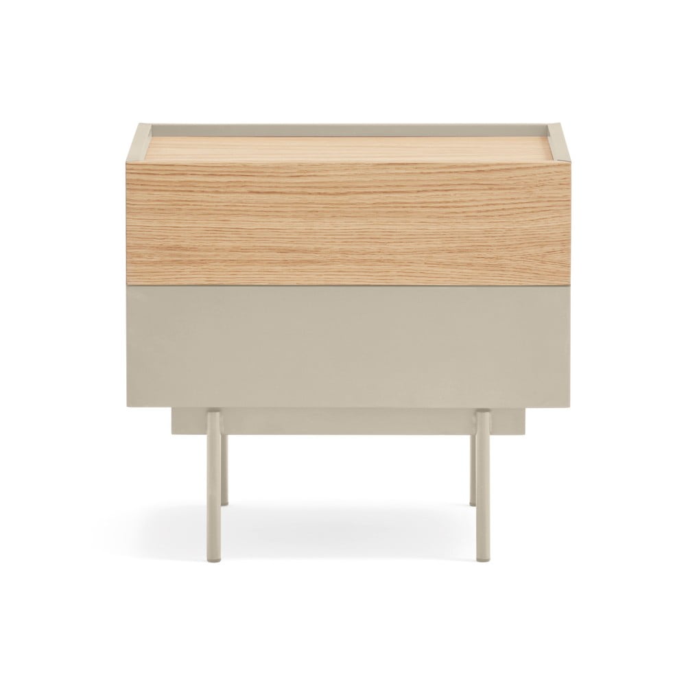 Nočný stolík v dekore duba v béžovo-prírodnej farbe Otto – Teulat