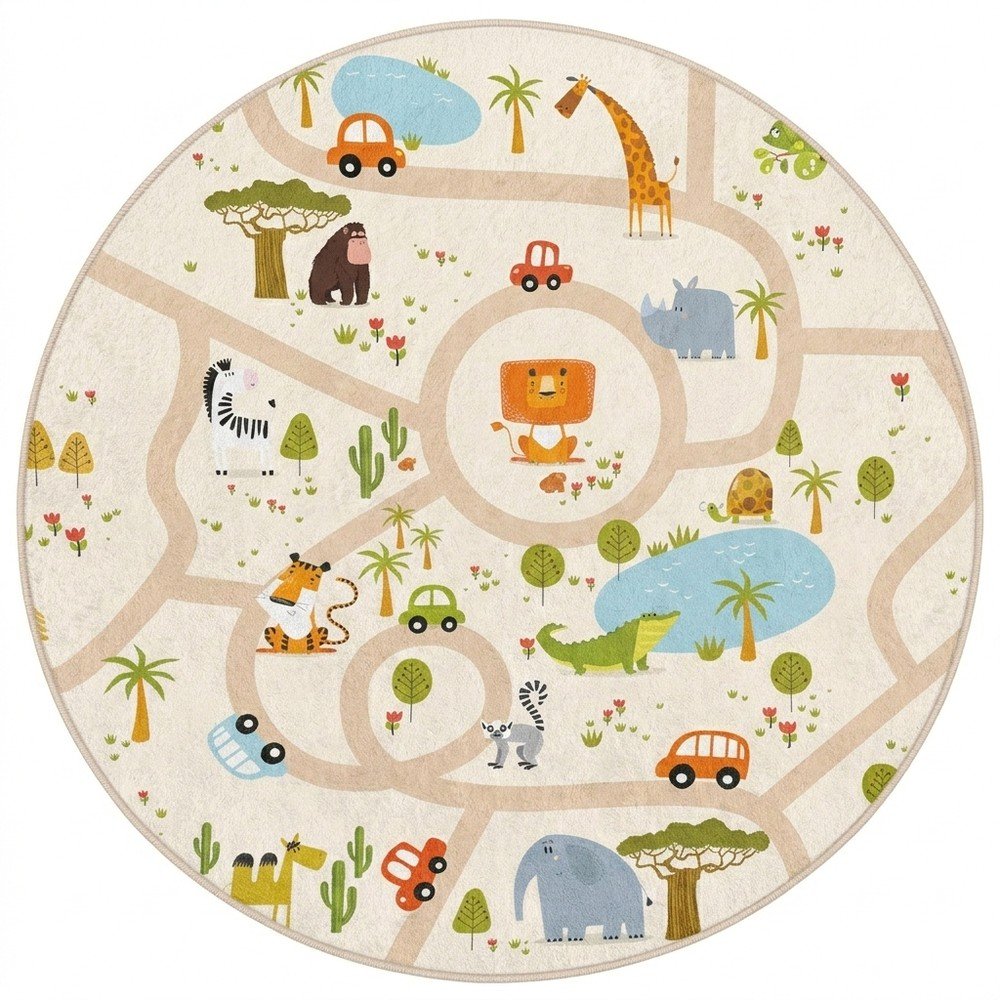 Prateľný detský hrací koberec ø120 cm Savana Ride – Mila Home