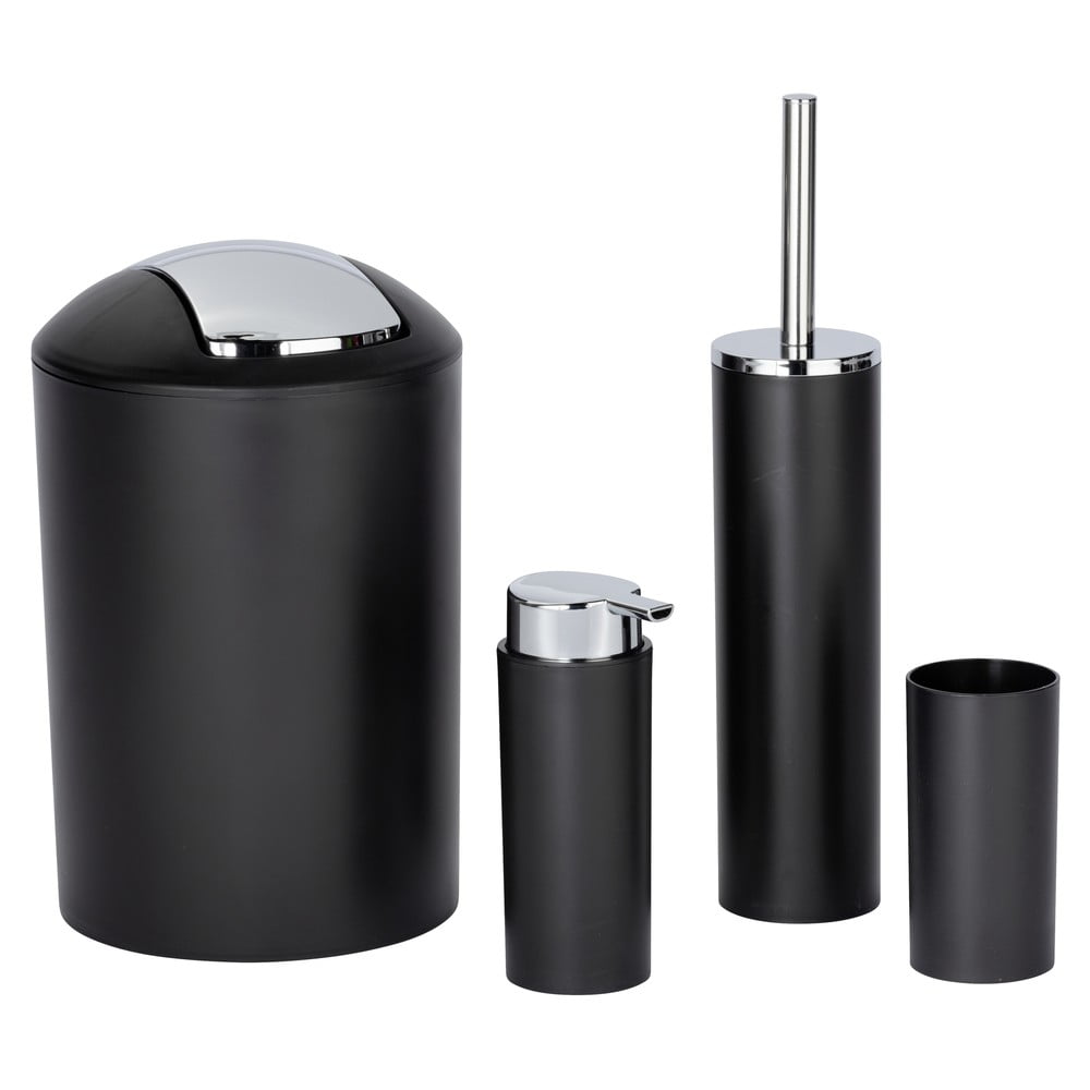 Čierna plastová súprava doplnkov do kúpeľne Calvo – Wenko