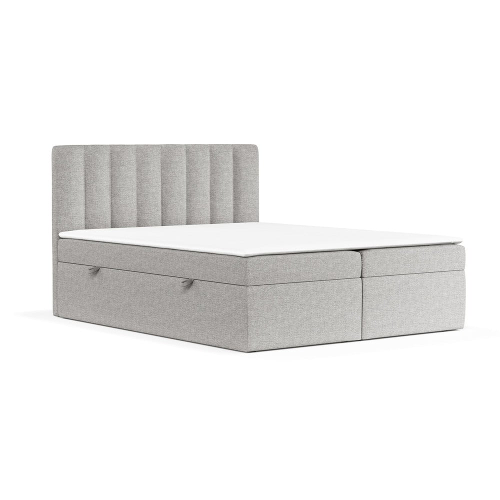 Svetlosivá boxspring posteľ s úložným priestorom 160x200 cm Novento – Maison de Rêve