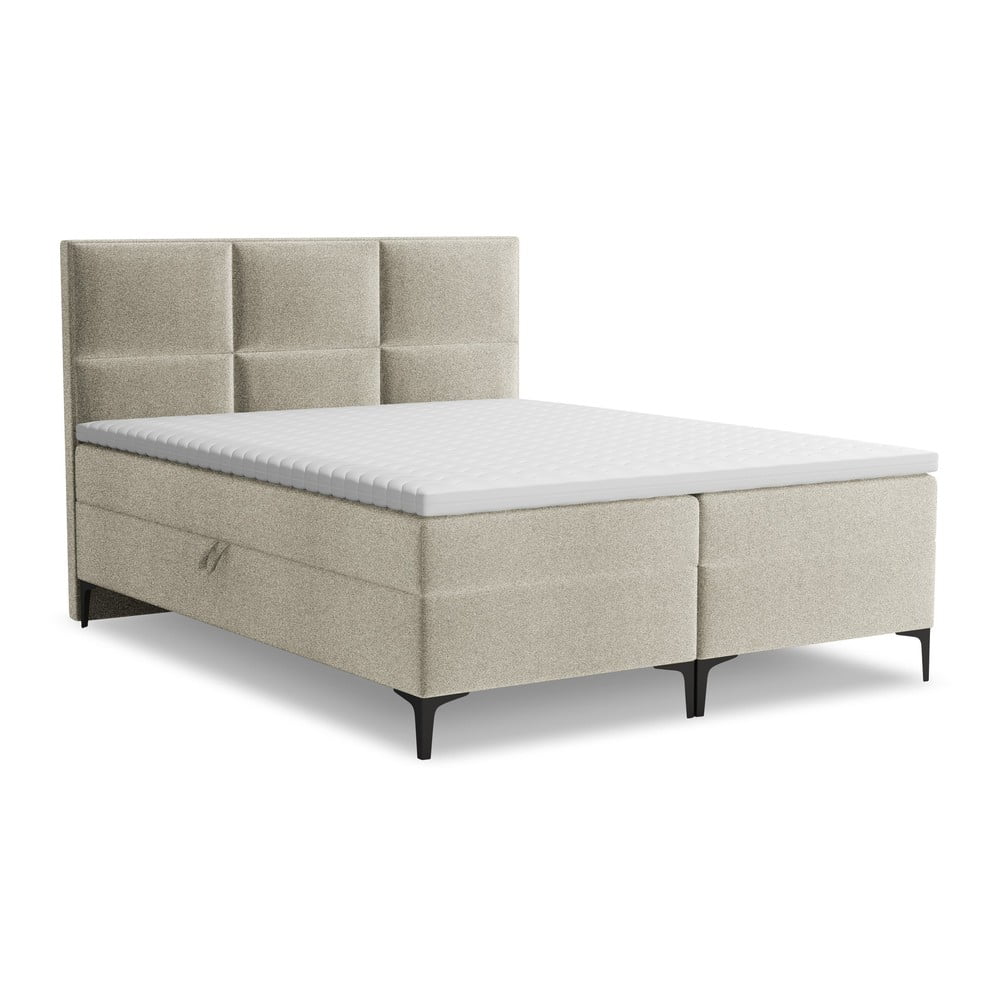 Taupe boxspring posteľ s úložným priestorom 160x200 cm Pakalana – Makamii