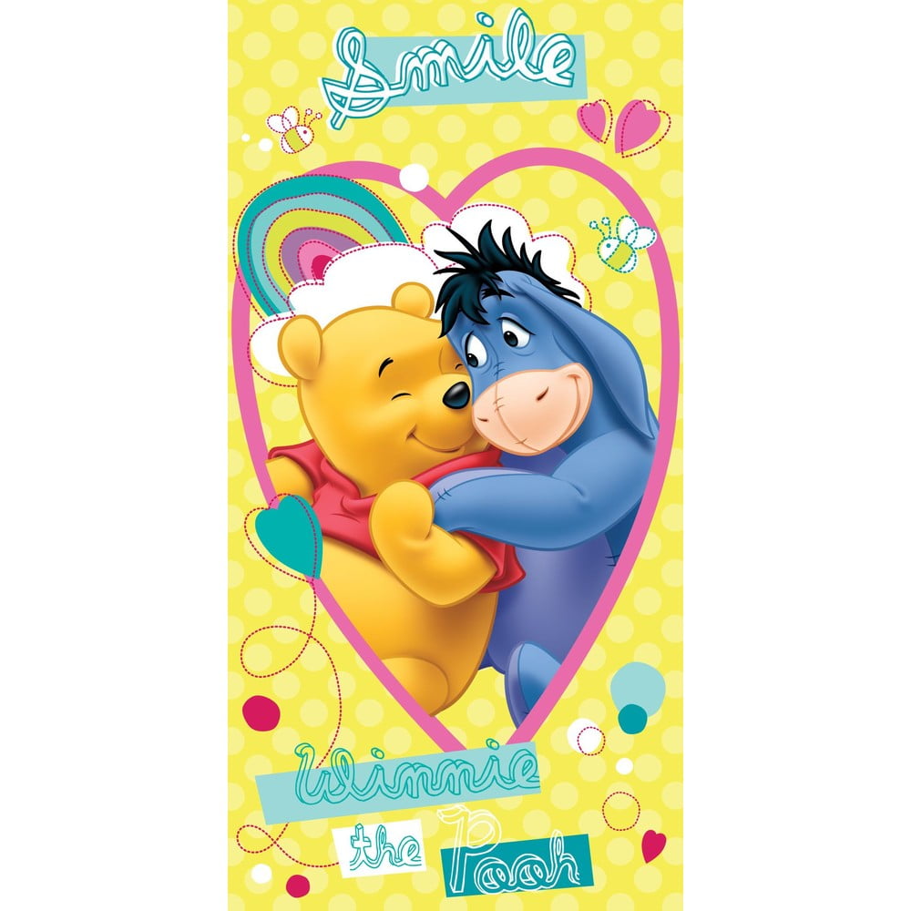 Žltá bavlnená detská osuška 70x140 cm Winnie the Pooh "Smile" – Jerry Fabrics