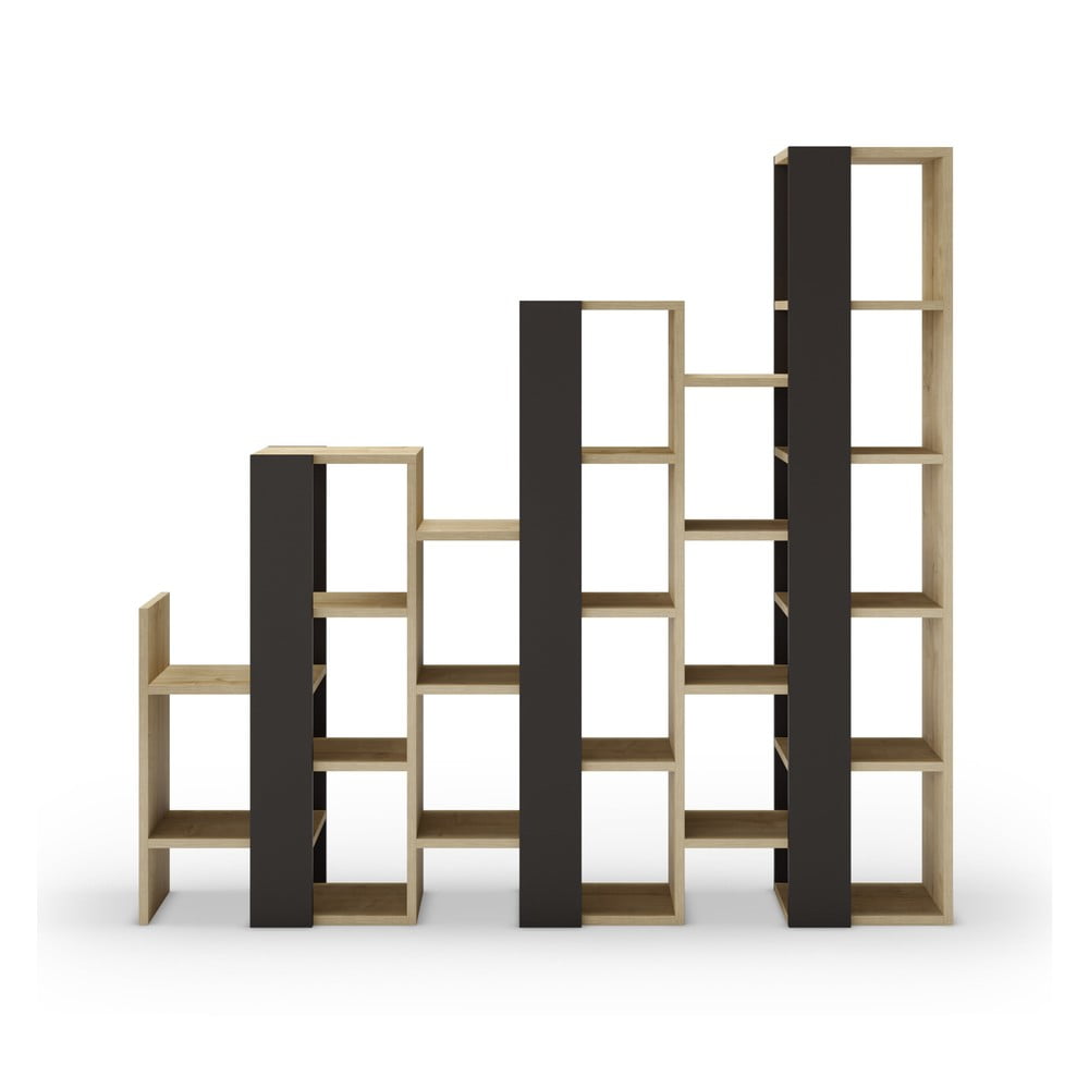 Regál v dekore duba v čierno-prírodnej farbe 158x151 cm Anissa – Marckeric