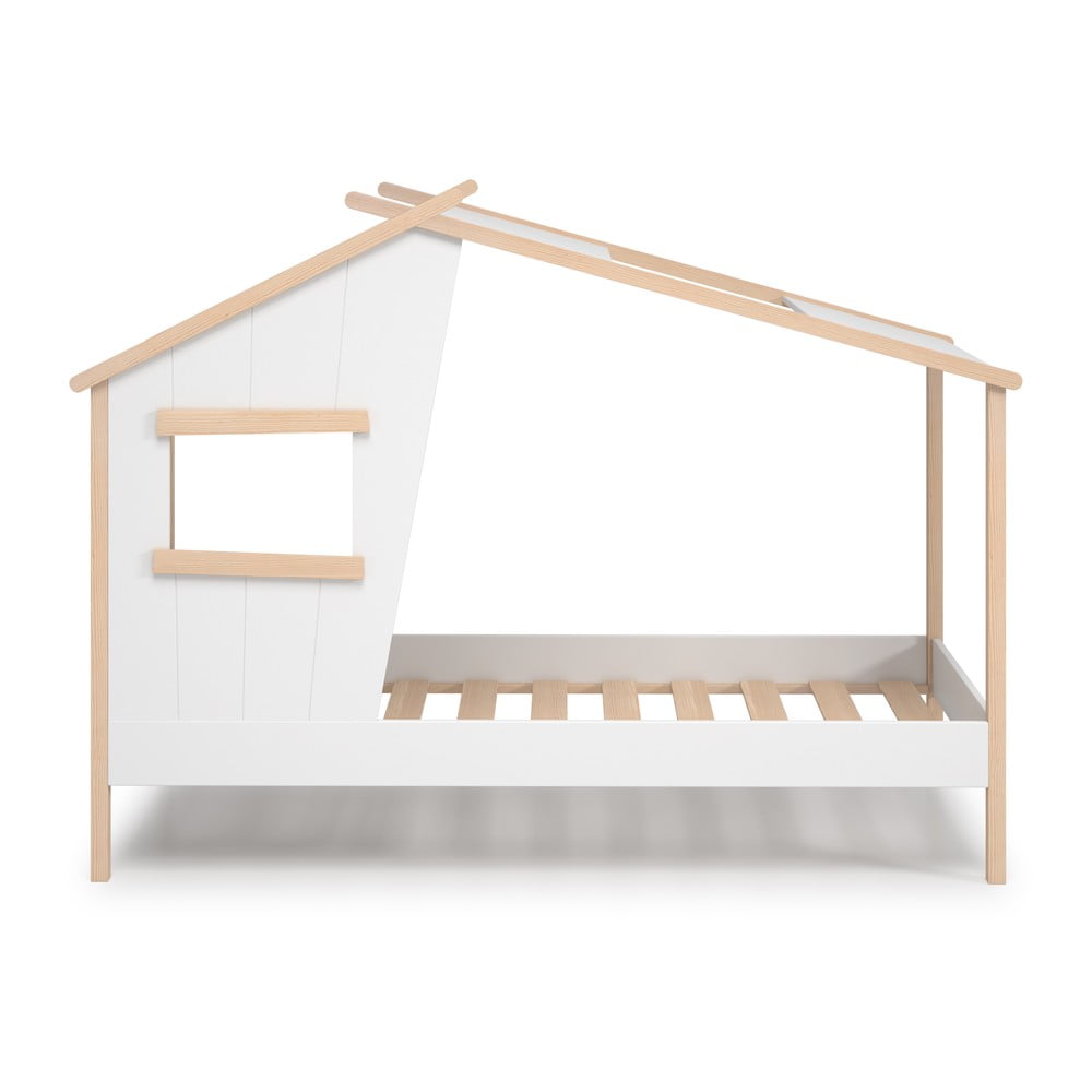 Biela domčeková detská posteľ z borovicového dreva 90x190 cm Luba – Marckeric
