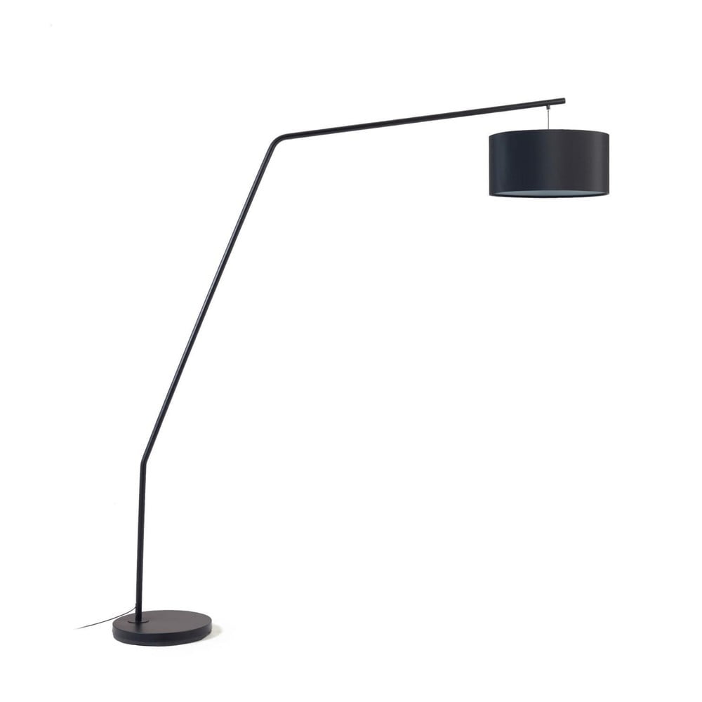 Čierna stojacia lampa s textilným tienidlom (výška 221