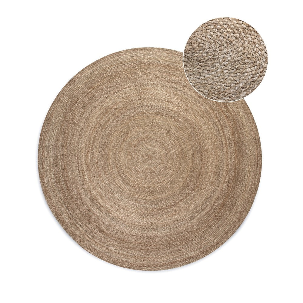 Sivobéžový obojstranný jutový okrúhly koberec ø 140 cm Braided – Hanse Home