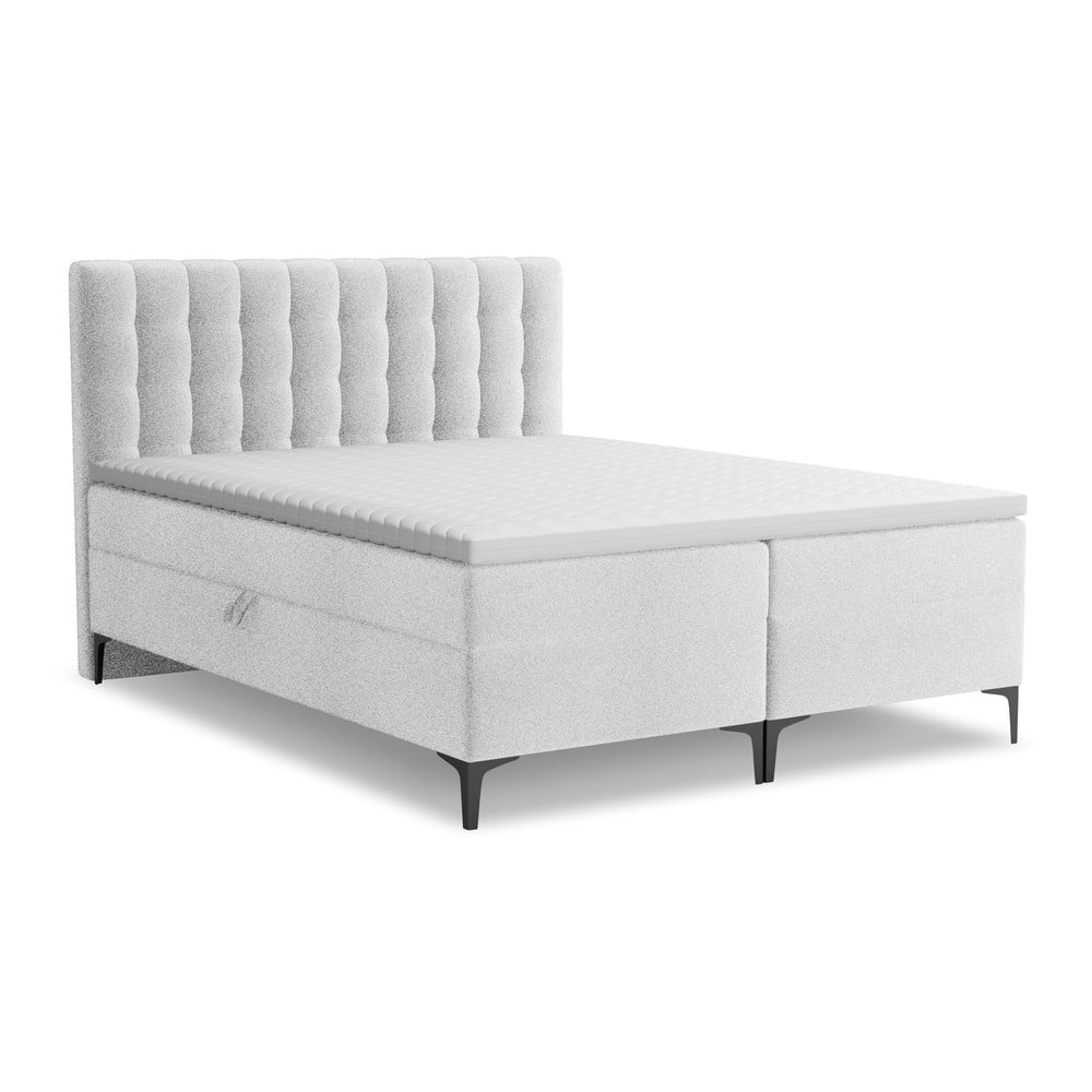 Boxspring posteľ s úložným priestorom 180x200 cm v striebornej farbe Puhala – Makamii