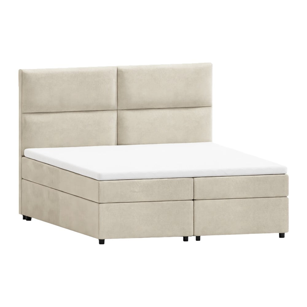 Béžová boxspring posteľ s úložným priestorom 160x200 cm Rico – Ropez