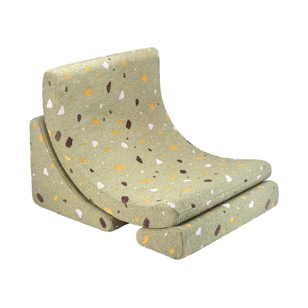 Zelené detské kresielko z textílie buklé/ženilkové Terrazzo Moon – Wigiwama